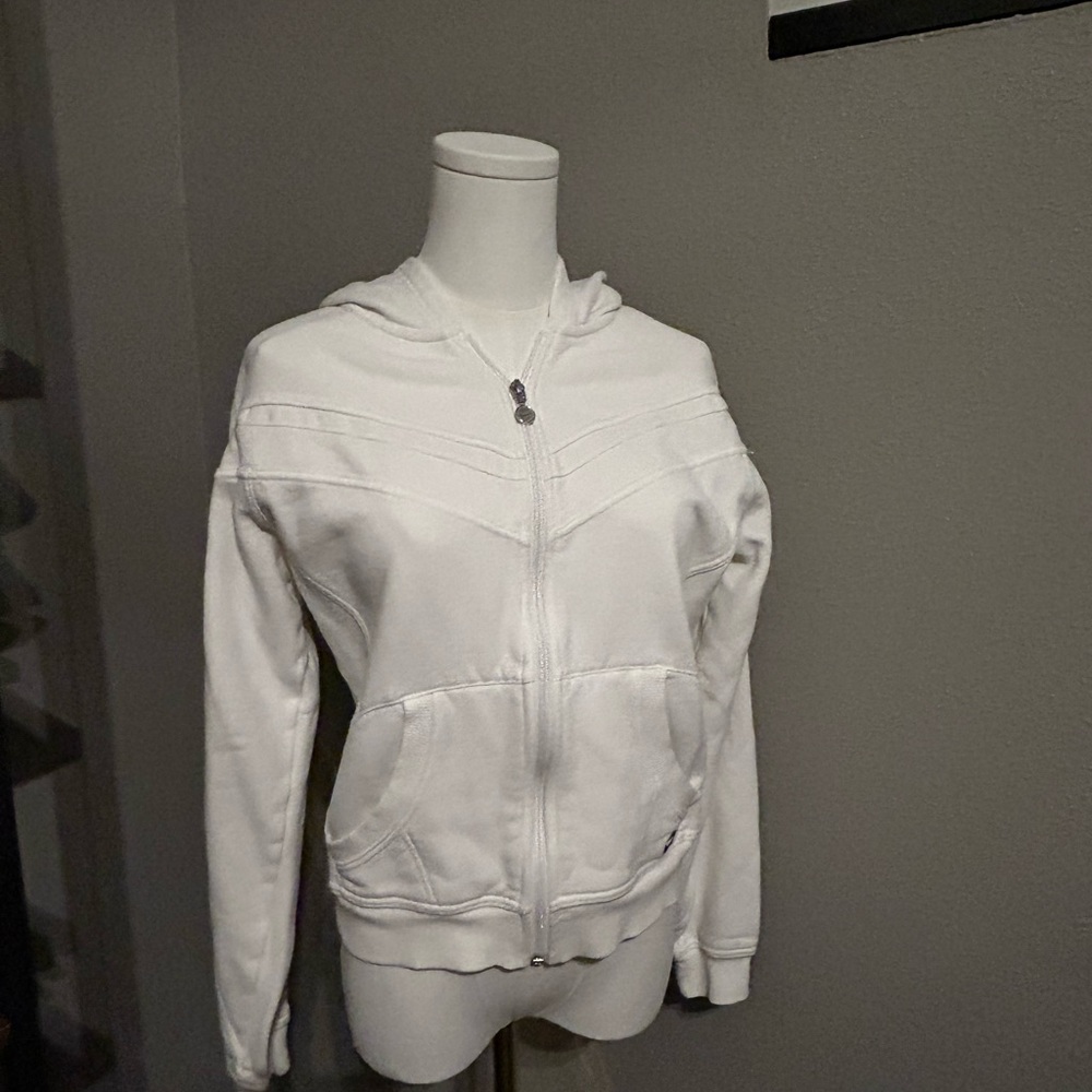Women’s Nike white hooded zip up sweatshirt size medium